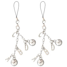 2PC Handmade Beaded Phone Charm for Women, Elegant Acrylic Chain and Secure Wrist Strap GL66