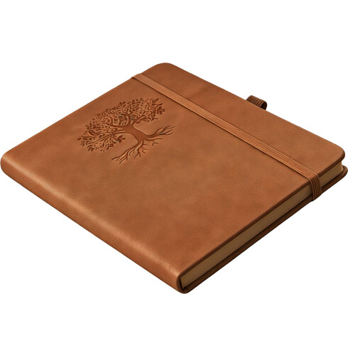 Antique PU Leather Notebook with Elastic Strap Closure-Brown