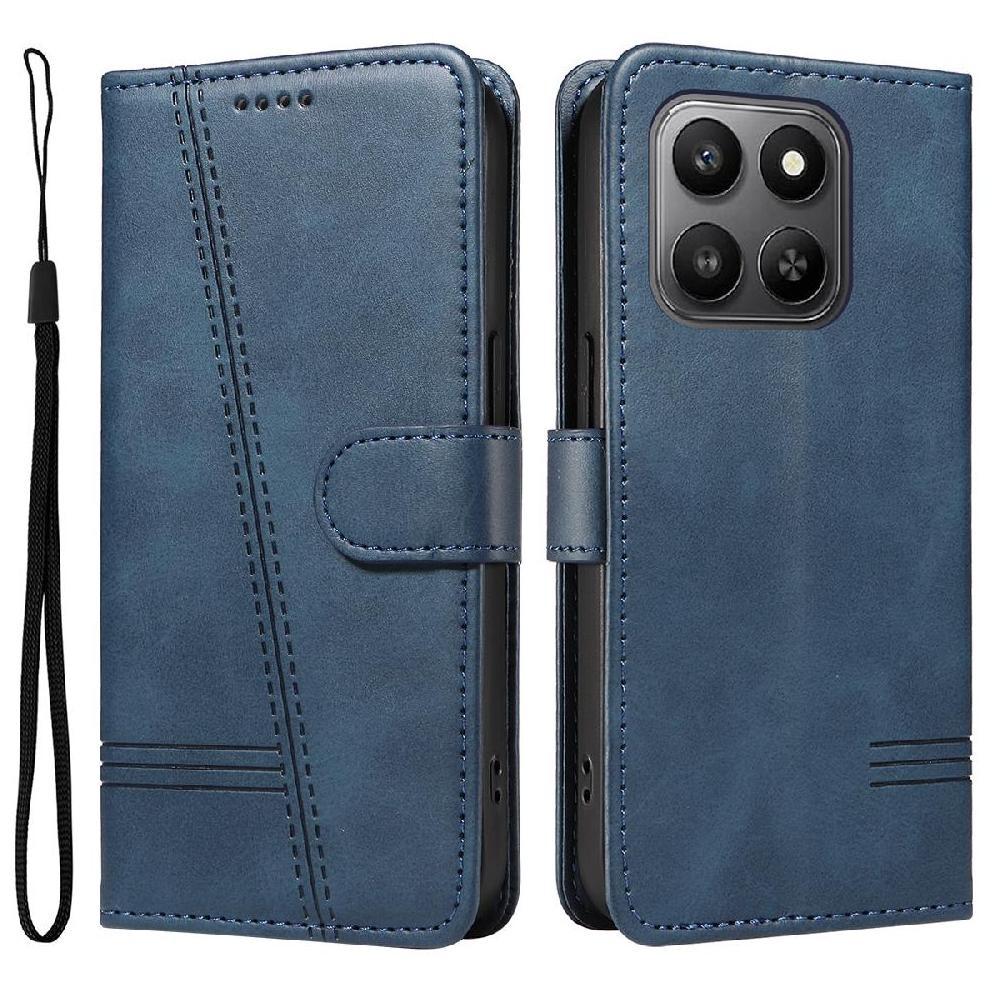 Flip Case For Honor X7d Pressed Pu Leather With Credit Card Slot Wallet Phone Case Detachable Bracelet Black 764563344895