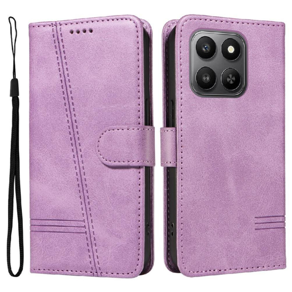 Filp Case For Honor X7d Pressed Pu Leather With Credit Card Slot Wallet Phone Case Detachable Bracelet Black 764563344925