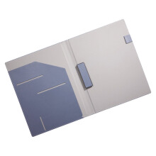 PU Leather Conference Folder With Multiple Pockets-wumai blue