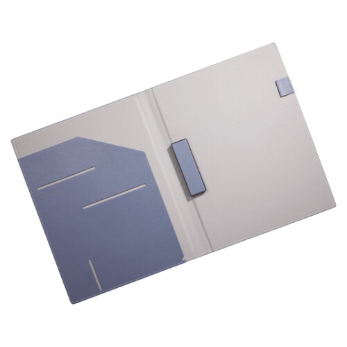 PU Leather Conference Folder With Multiple Pockets-wumai blue