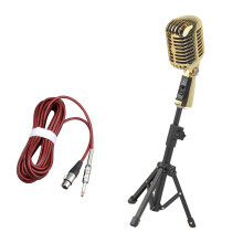 Vintaged Type Mic Metalen microfoonset met 13ft auditieve-goud