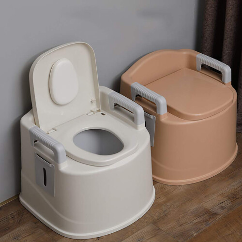 Portable Bedside Commode Chair with Foldable Compact Design, Easy Clean Bucket for Elderly and Camping 1