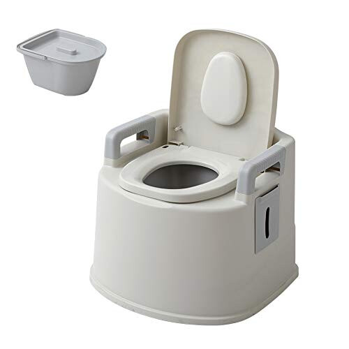 Portable Bedside Commode Chair with Foldable Compact Design, Easy Clean Bucket for Elderly and Camping
