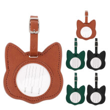 6pcs Cute Cat Luggage Tag Set, PU Animal Identifier with Adjustable Strap, Durable and Water Resistant for Suitcases and Travel Bags