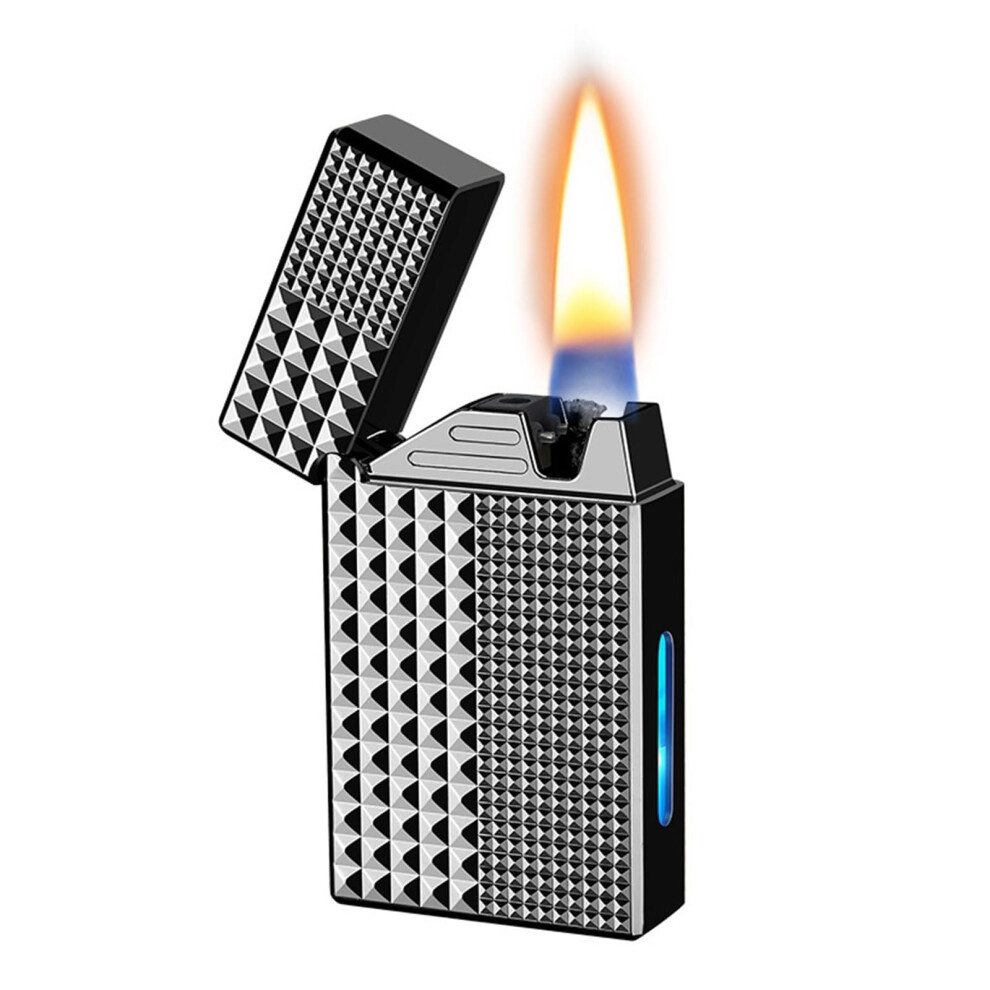 Black Voiceactivated Kerosene Lighter With Retro Flip Design, Soft Flame Refillable Gift