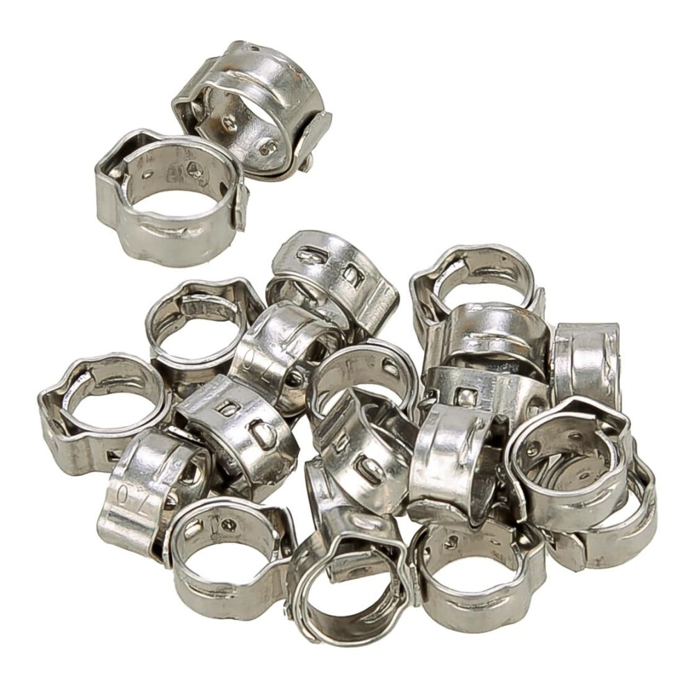 7Â21Mm Stainless Steel Stepless Ear Hose Clamp, 360 LeakâProof, CorrosionâResistant, Universal Fit Silver 9073542182047