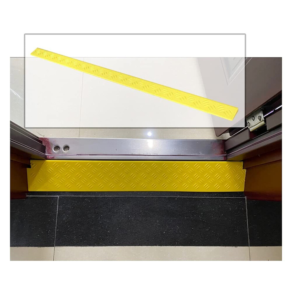 Yellow Rubber Wheelchair Threshold Ramp 100X13x5.5cm, Nonslip Heavy Duty Doorway Curb Ramp For Home And Scooter