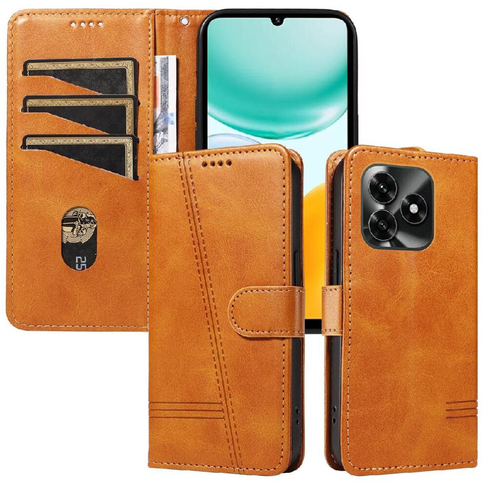 Filp Case For Honor X5c Plus Wallet Phone Case With Credit Card Slot Pressed Pu Leather Detachable Bracelet Black 764563345021