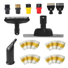(Set 6) Accessori per scopa a vapore Karcher: panni lavabili, spazzole rotonde e spazzola in rame resistente