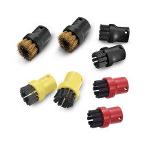 (Set 1) Accessori per scopa a vapore Karcher: panni lavabili, spazzole rotonde e spazzola in rame resistente