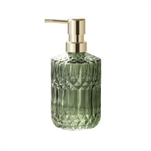 Luxury Glass Soap Dispenser 390ml for Bathroom and Kitchen, Refillable Lotion and Hand Soap Bottle