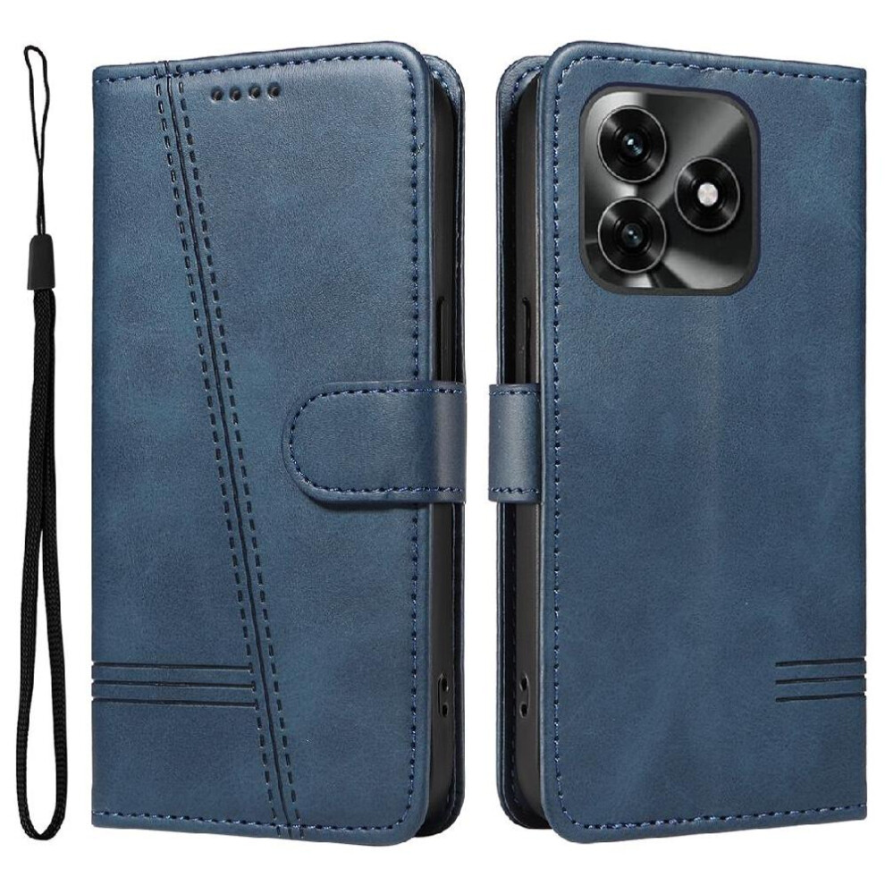 Flip Case For Honor X5c Wallet Phone Case With Credit Card Slot Pressed Pu Leather Detachable Bracelet Black 764563345076