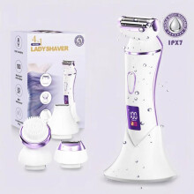 (White and blue) 4-in-1 Women's Electric Hair Removal Shaver Trimmer for Bikini Underarm Legs Nose Hair with Cleaning Brush, Rechargeable
