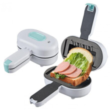(Pink, US 110V) Multifunctional breakfast maker, sandwich and panini press, and toaster with hot dog and waffle-making functions