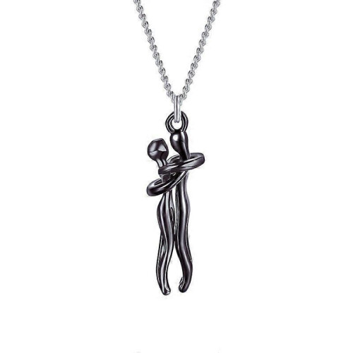 (Black 2) Affectionate Hug Necklace Fashion Couples Necklace 1