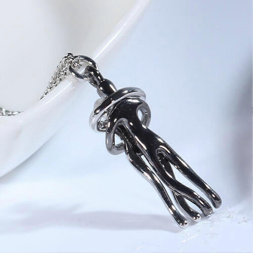 (Black 2) Affectionate Hug Necklace Fashion Couples Necklace 2