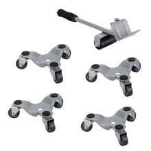 Furniture Moving Dolly Set with Lifter, 6 Inch Heavy Duty Steel Tri Dollies 4 Pack for Heavy Furniture