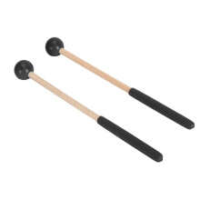 Pair of Rubber and Maple Percussion Mallets for Tongue Drums and Xylophones, Neutral Black Finish