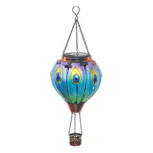 Outdoor Lanterns Hot Air Balloon Solar Lantern with Candle Holder for Garden Decor,Hanging Solar Light Outdoor Peafowl