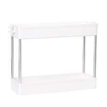 Slim Rolling Storage Cart 2Tier Narrow Gap Organizer Shelf for Kitchen Bathroom Laundry, White