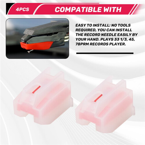 4 Pack Ruby Record Player Needle Turntable Stylus Replacement Gramophone Vinyl Record Player Stylus 2