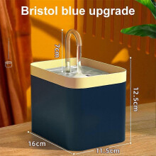 (Navy blue) Cat Water Fountain Auto Filter USB Electric Mute Cat Drinker Bowl 1.5L Recirculate Filtring