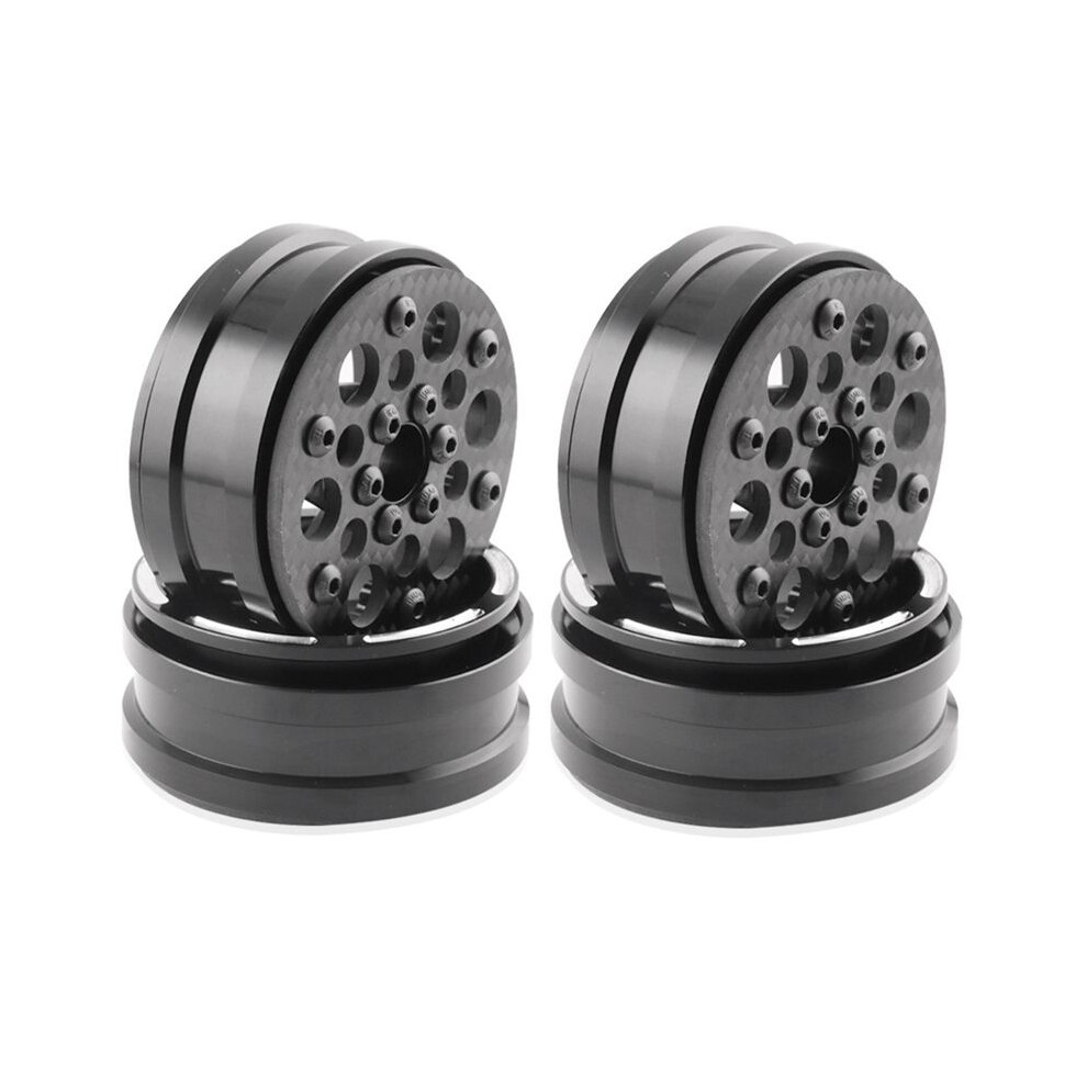 Tauoh 4Pcs Carbon Fiber 1.9Inch Beadlock Wheel Rim Wheel Hub For 1/10 Rc Crawler Car Axial Scx10 Trx4 E