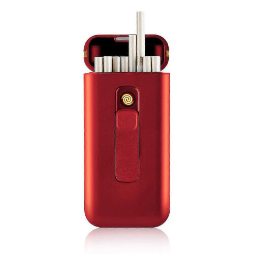Cigarette Case With Usb Lighter Cigarette Box 20 Pieces 100 Mm Slim Cigarettes Case (red)_M