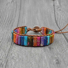 7 Chakra Imperial Jasper Natural Stone Bead Wrap Bracelets Jewellery Collection