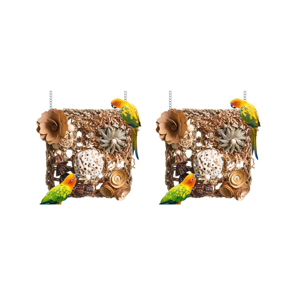 Brecantia 2X Bird Toys, Parakeet Toys Bird Foraging Toys Grass Mat Climbing Wall For Parakeet,,Cockatiel,Conure,Lovebird