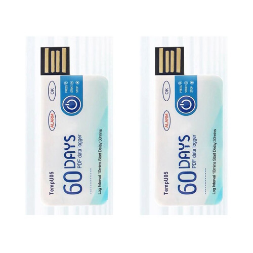 2X TempU05 Temperature Data Logger 60 Days Disposable Temperature Analyzer PDF USB