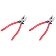 2X Handle Breaking Cutting Glass Pliers Stained Glass Tools Flat End Glass Pliers Flat Glass Trimming Pliers Red
