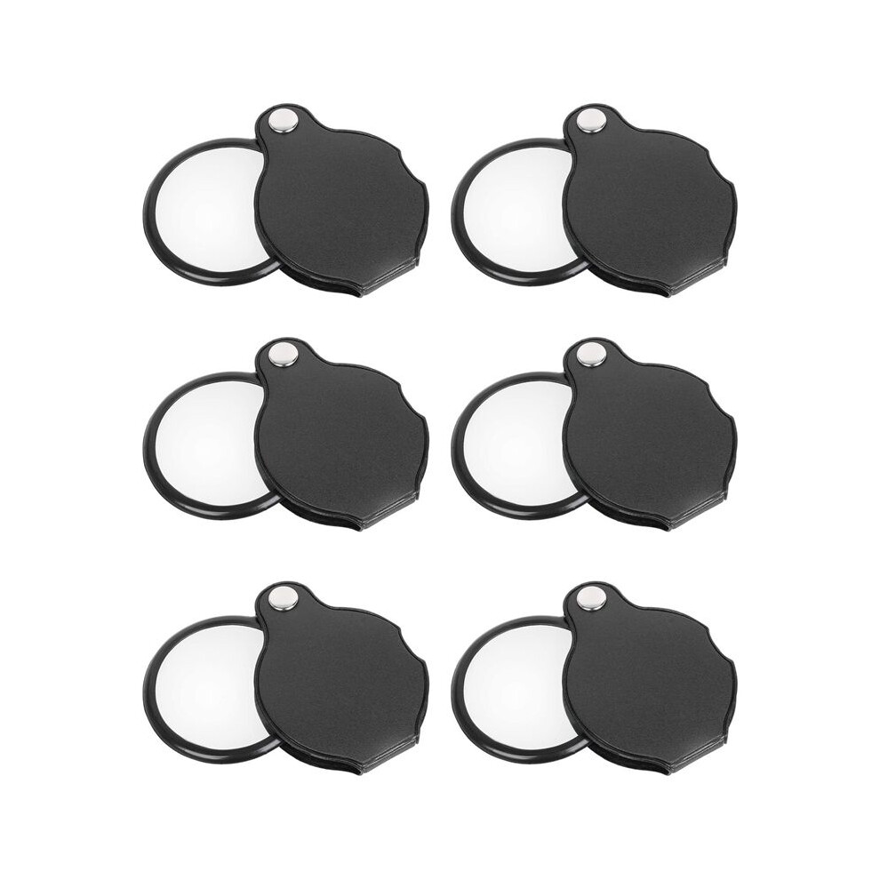 Brecantia 6Pcs Folding Fold Away Pocket Magnifying Glass Magnifier Lens 3X Magnification Folding Leather Case Magnifying Glass
