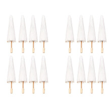 16PCS Paper Parasol Wedding Umbrella Party Favor 30cm Bamboo Umbrellas for Bridal Shower Centerpieces Photo Props