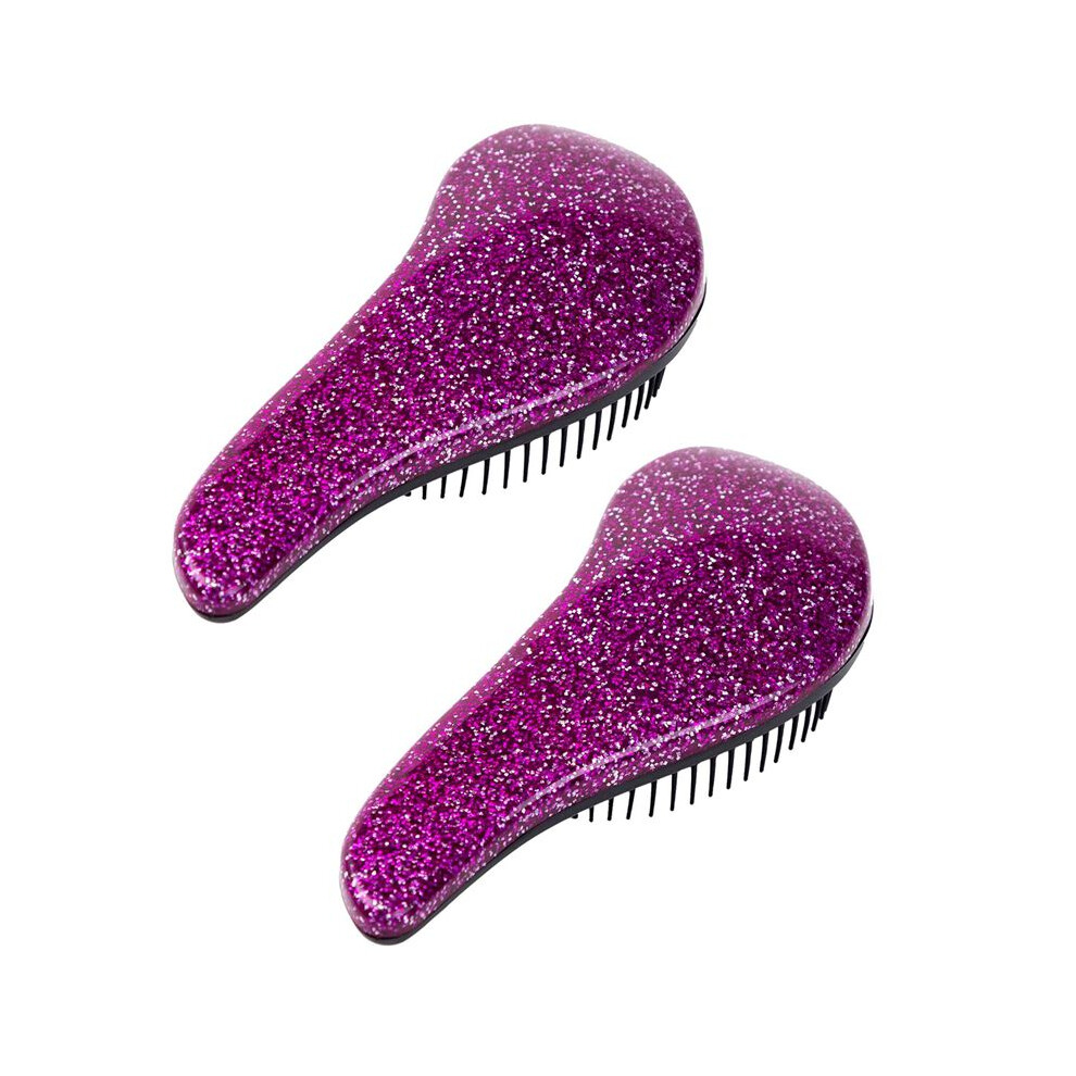 2Pcs Glitter Handle  Detangling Comb Shower Hair Brush Detangler Salon Styling Tamer Tool Hairbrush()