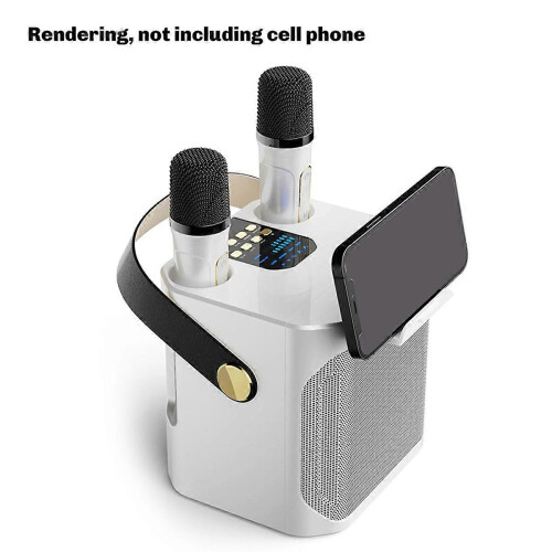 High Power Karaoke Bluetooth Speaker with Dual Microphone White_M 1