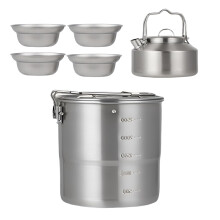 Camping Cookware Set for 4 People, Stainless Steel Outdoor Cooking Kit with Ultralight Nested Design