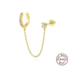 14K Gold Chain Earrings for Women  Piercing Dangle Chain Huggie Hoop Earrings  Cubic Zirconia Pearl Stud Ear Cuff Earrings for Women