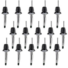 15 Pcs Stainless Steel Liquor Bottle Speed Pourers Tapered Spout with Rubber Dust Caps Perfect for Pubs, Clubs, Restaurants, Bars, Coffee Shops And Di