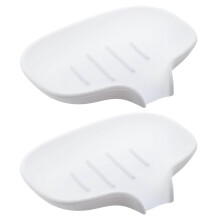 2 Silicone White Soap Dish, Self Draining Soap Holder, Soap Dish for Bathroom Shower Kitchen