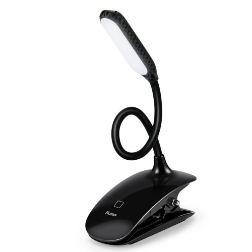 LED Reading Lamp Touch Sensor, USB Rechargeable Clip Light, 3Level Dimmable EyeCaring Gooseneck