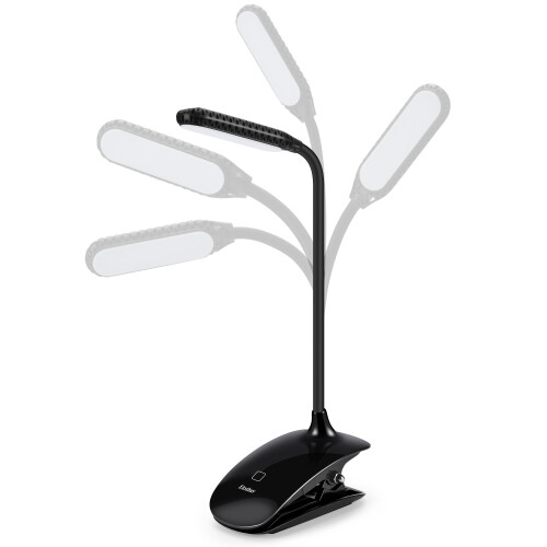 LED Reading Lamp Touch Sensor, USB Rechargeable Clip Light, 3Level Dimmable EyeCaring Gooseneck 2