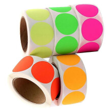 (red) 1'' Round Color Coding Circle Dot Labels, 500 Count Each, Includes Bright Yellow Red Blue
