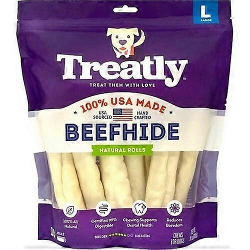 Treatly 100% Usa Beefhide Rolls, 8 IN-10 Pack,Natural