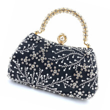 Stylish Glittering Beaded Evening Bag with Unique Shell-Black
