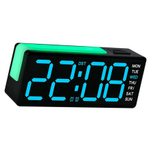 Réveil numérique pour chambre à coucher, horloge de bureau-Bleu