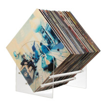 Vinyl Record Storage Rack Clear Acrylic Holder with Large Capacity and Ergonomic Tilt for Albums