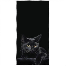 Beach towel 70 x 140 cm, black cat printed microfiber bath towel
